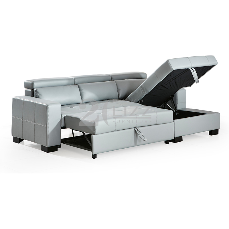 Leisure Leather Living Room Sofa with Pull Out Bed