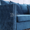 Classical Tufted Blue Velvet Fabric Sofa Loveseat and Chair