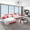 Futuristic Sofa Furniture L Shape Led Sectional Leather Sofa