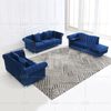 Contemporary Tufted Fabric Sofa with Chaise