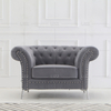 Gray Living Room Set Chesterfield Velvet Fabric Sofa