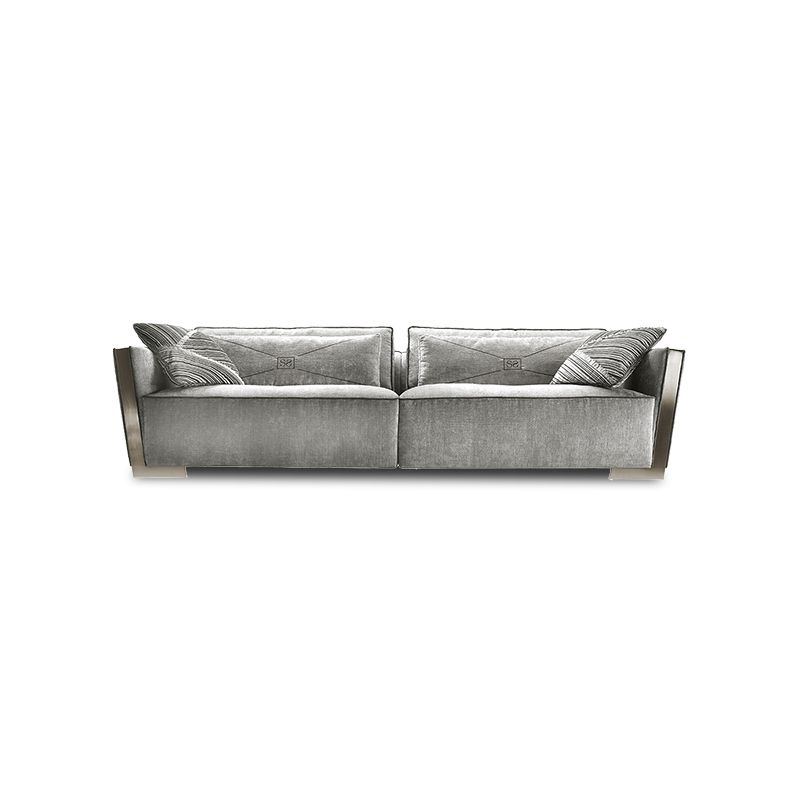 Italian Evoque Clean Line Envelope Sofa with Stainless Steel on Armrests