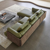 Italian Minimalist Modern Sofa Furniture Weaved Back Leather Couch