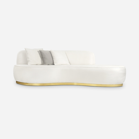 Italian Luxury Furniture Foshan Sofa Fabric Furniture Odette Curved Chaise Sofa