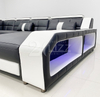 Futuristic LED Light U-shape Leather Sectional Corner Sofa Set with Coffee Table