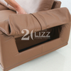 Contemporary Brown Leather Furniture Italian Sofa with Storage on Arms