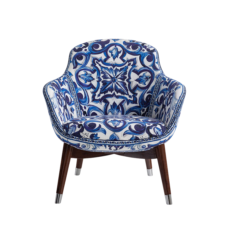 Levanda Armchair Luxury Blue Mediterranean Fabric DG Leisure Chair