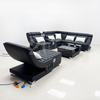 Futuristic Functional Leather Sectional Corner Sofa And Chaise with Music Player And Led Light