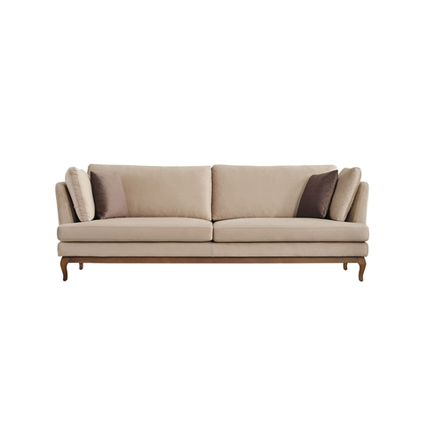 Foshan Upholster Furniture Nordic Brown Wood Base Bella Fabric Sofa Set