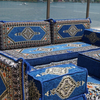 Royal Blue Arabic Sofa Set Floor Sofa Seating Set Fabric Majlis Sofa