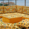 Bright Yellow Fabric Majlis Arabic Living Room Furniture Majlis Floor Cushions