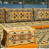 Yellow Floor Cushions Sectional Sofa Set Arabic Fabric Majlis