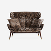 Italian Luxury Leopard Fabric Highback Loveseat Oleandro Sofa