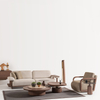 China Turkish Sofa Factory Solid Wood Beige Fabric Mocha Sofa Set