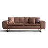 Classical Furniture Brown Leather And Fabric Puffy Nubuck Sofa Set