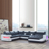 Futuristic Smart Furniture Uranus Modern Leather Sectional Sofa with LED Light