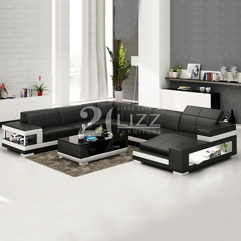 Modern Sofa Set Paramount Leather Sectional with LED Light