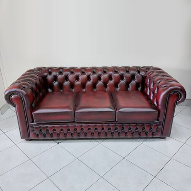 American Vintage Furniture Italian Leather Chesterfield Sofa Set