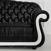 Royal Living Room Sofa Set Black Leather Chesterfield Couch