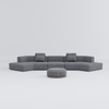 Large Heavy-duty Sectional Fabric Sofa Set with Coffee Table