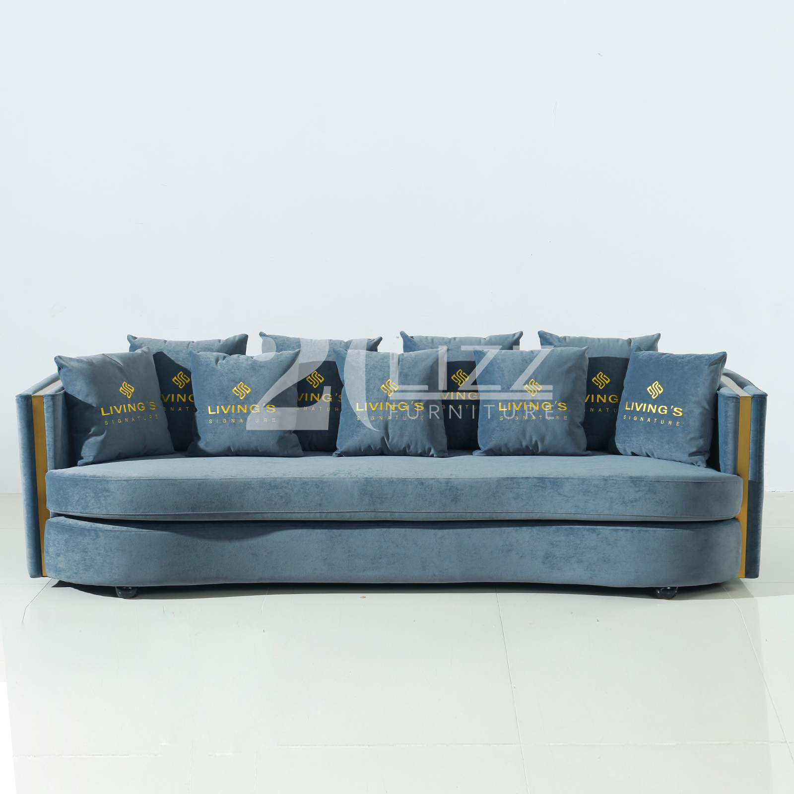 Dubai Luxury Floor Furniture Curved Fabric Sofa Chair 