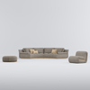 Modern Curved Fabric Sofa with Chair and Ottoman