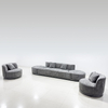 Italian Modern Luxury Furniture Chenille Fabric Bordone Sofa with Swivel Chair And Ottoman