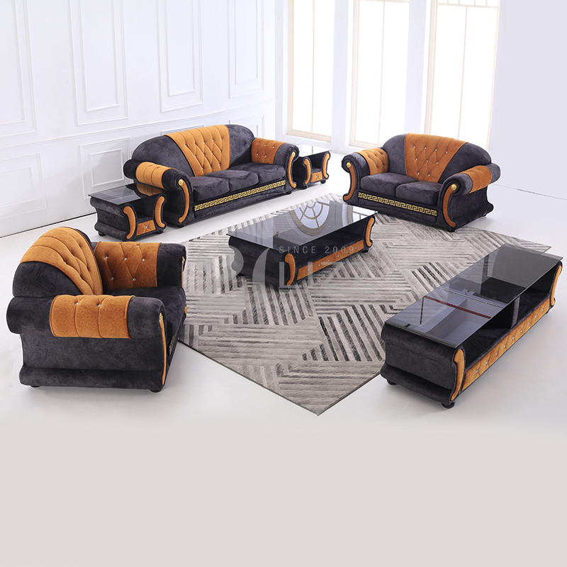 Chesterfield Fabric Living Room Sofa with Coffee Table