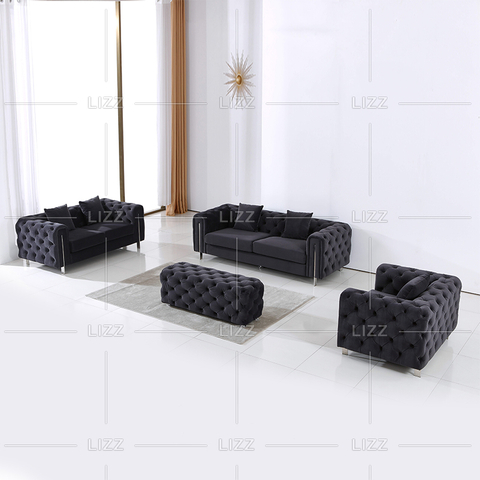 Contemporary High End Fabric Sofa with Stainless Steel Feet