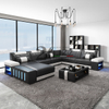 U Shape Black Led Sectional Sofa for Living Room