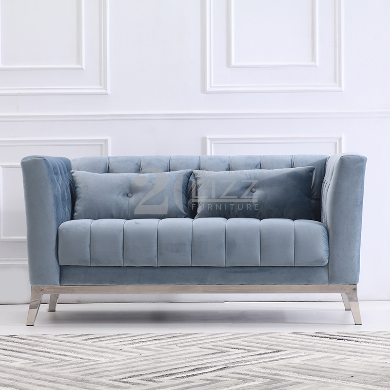 Modern Velvet Fabric Sofa with Stainless Steel Feet