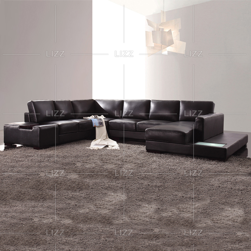 U Shape LED High Quality Leather Sofa