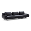 Mustic Leather Couch Italian Minimalist Black Leather Heavy-duty Sofa for Home Office And Hotel