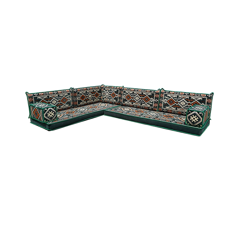4 Inch Thickness Arabic Green Fabric Majlis Arabic Floor Sofa Seating