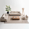 Nordic Wooden Sofa Divano Modulare Light Brown Fabric Elegant Sofa Set