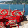 Floral Floor Sofa Seating Set Arabic Floor Sofa Set Red Fabric Majlis