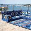 Handmade Livingroom Sofas Blue Fabric Floor Couch Arabic Majlis Sofas