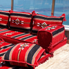 Red Strip Design Floor Cushions Floor Sofa Seating Set Arabic Jalsah