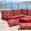 Red Turkish Floor Sofa U-shape Floor Seating Middle East Majlis Sofa Set