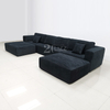 Transform Sectional Sofa Vacuum Compressed Black Corduroy Fabric Couch in Box
