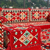 Red Arabic Floor Couch Modular Design Floor Cushion Fabric Majlis Sofa