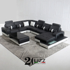 Modern Italian Leather Led Sectional Leisure Sofa with Storage