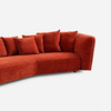 Stationary Furniture Modular Curved Chaise Lounge Red Chenille Fabric Sofa