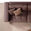 Classical Furniture Brown Leather And Fabric Puffy Nubuck Sofa Set