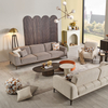 Art Deco Inspired Velvet Luxury Sofa Neutral Color Minimalist Couch Atlas Sofa Set