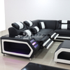 Modern Power Recliner Leather Sectional Sofa with Sofa Bed