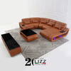 Smart White Leather Big Sectional Sofa with LED and Storage