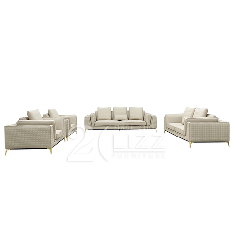 Luxury Italian Leather Couch Modern Living Room Seven Seater Sofa Set