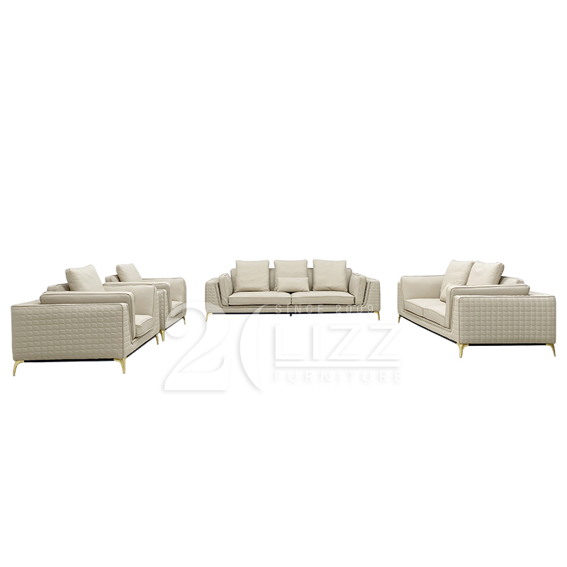 Luxury Italian Leather Couch Modern Living Room Seven Seater Sofa Set