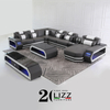 Modern Leather Lounge LED Sectional Sofa with Music Player